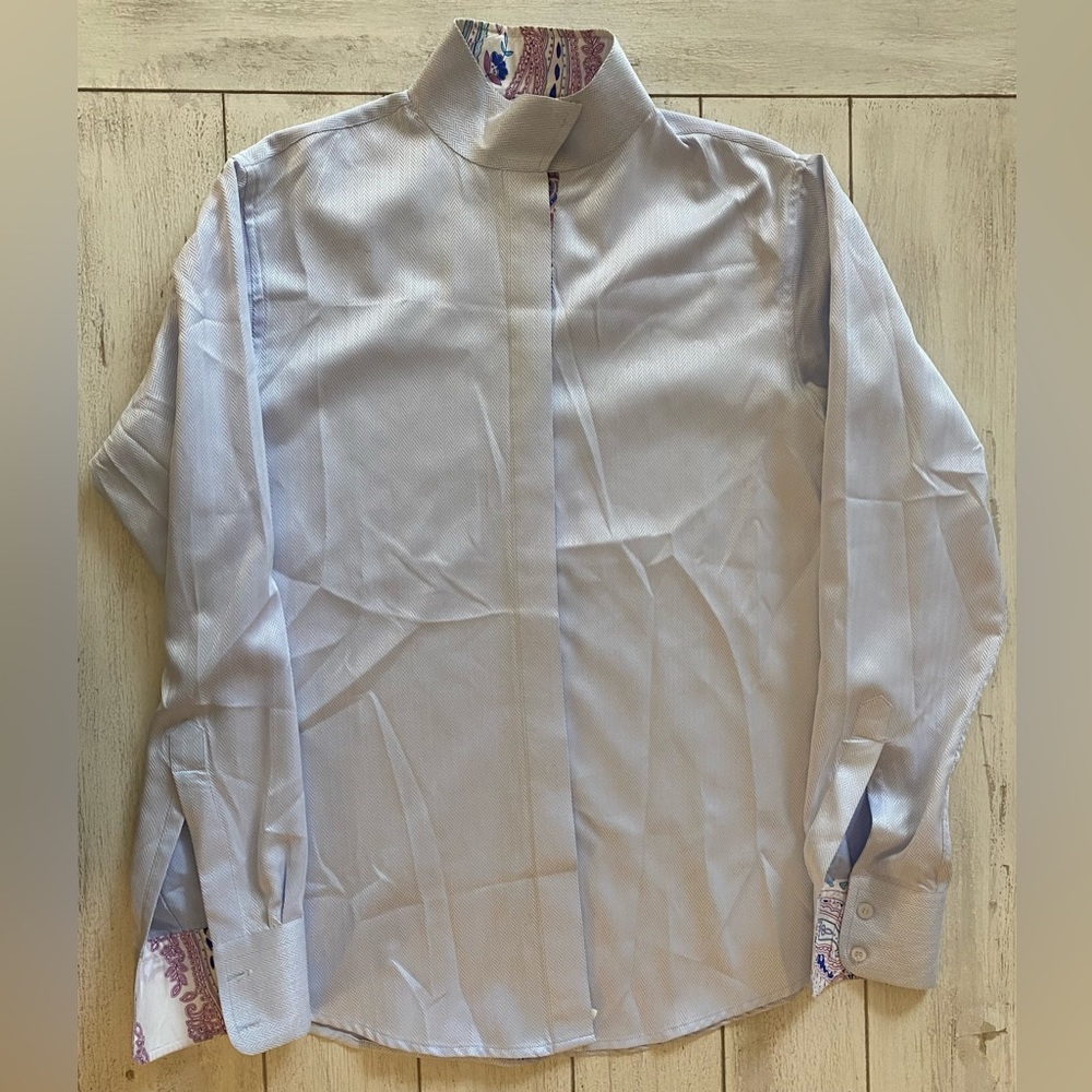 Royal Highness (RHC) Equestrian Light Blue Herring Hunt Shirt w/Snap Collar